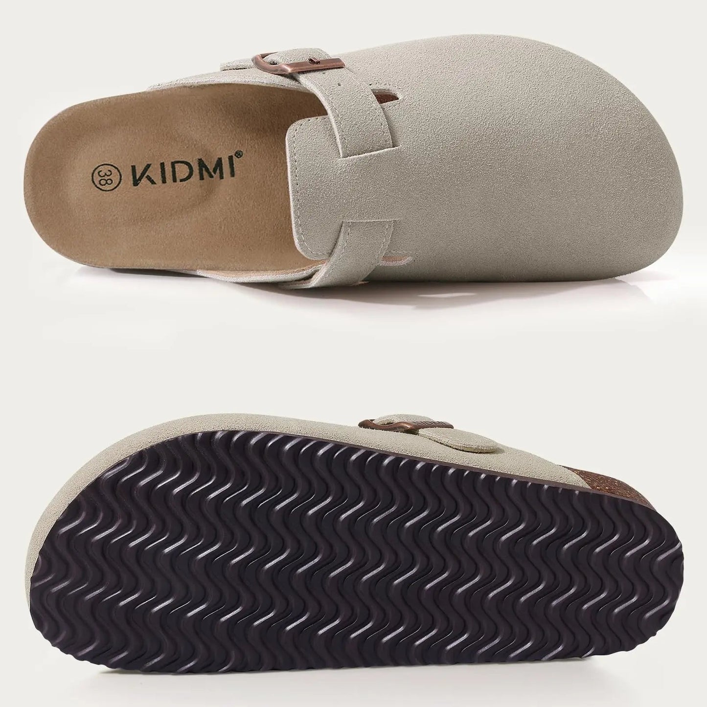 Kidmi Unisex Suede Cork Footbed Clogs – Arch Support Mules, Nonslip Outdoor & Beach Sandals - Vynori