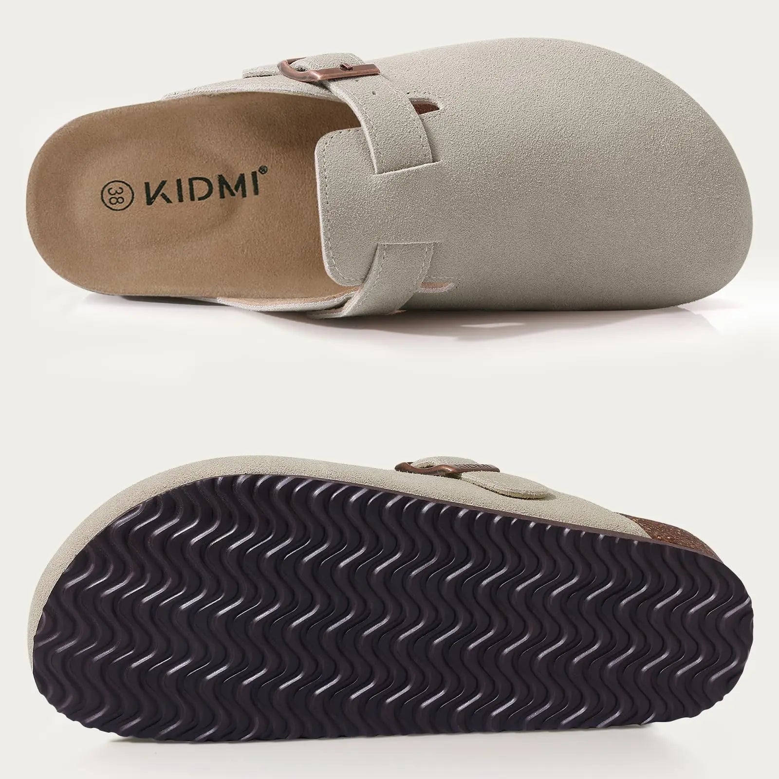 Kidmi Unisex Suede Cork Footbed Clogs – Arch Support Mules, Nonslip Outdoor & Beach Sandals - Vynori