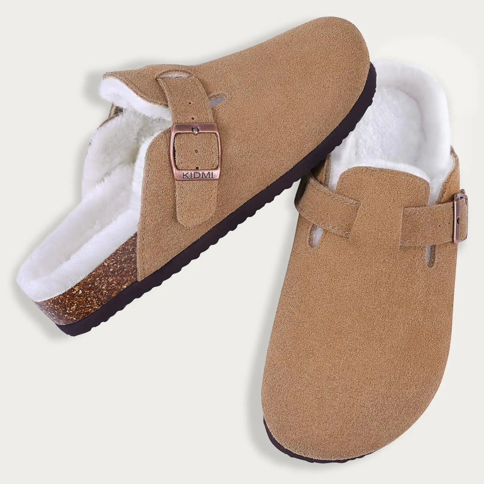 Kidmi Unisex Suede Cork Footbed Clogs – Arch Support Mules, Nonslip Outdoor & Beach Sandals - Vynori