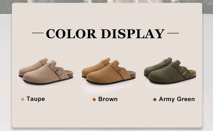 Kidmi Unisex Suede Cork Footbed Clogs – Arch Support Mules, Nonslip Outdoor & Beach Sandals - Vynori