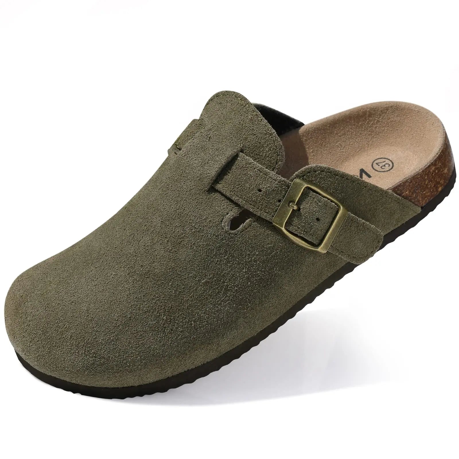 Kidmi Unisex Suede Cork Footbed Clogs – Arch Support Mules, Nonslip Outdoor & Beach Sandals - Vynori