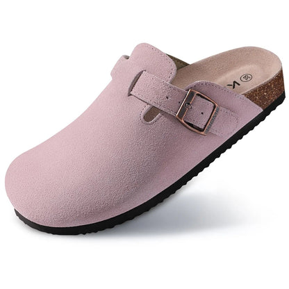 Kidmi Unisex Suede Cork Footbed Clogs – Arch Support Mules, Nonslip Outdoor & Beach Sandals - Vynori