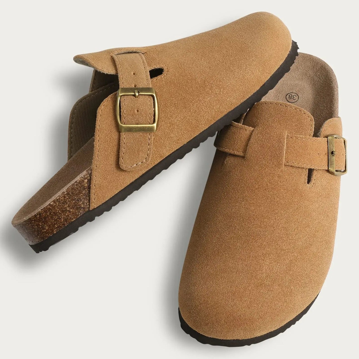Kidmi Unisex Suede Cork Footbed Clogs – Arch Support Mules, Nonslip Outdoor & Beach Sandals - Vynori
