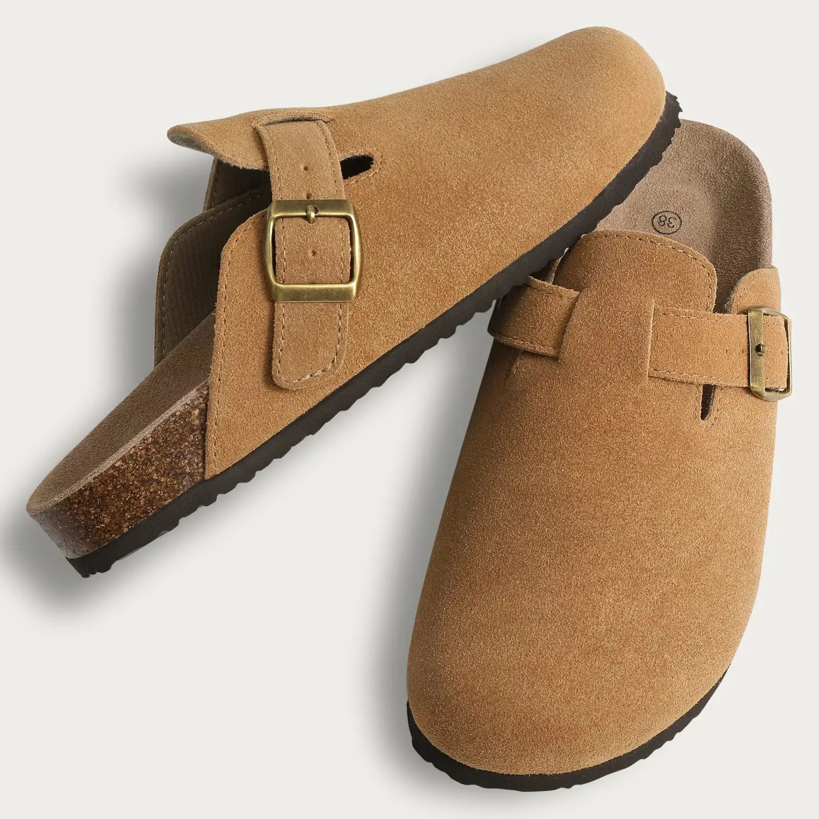 Kidmi Unisex Suede Cork Footbed Clogs – Arch Support Mules, Nonslip Outdoor & Beach Sandals - Vynori
