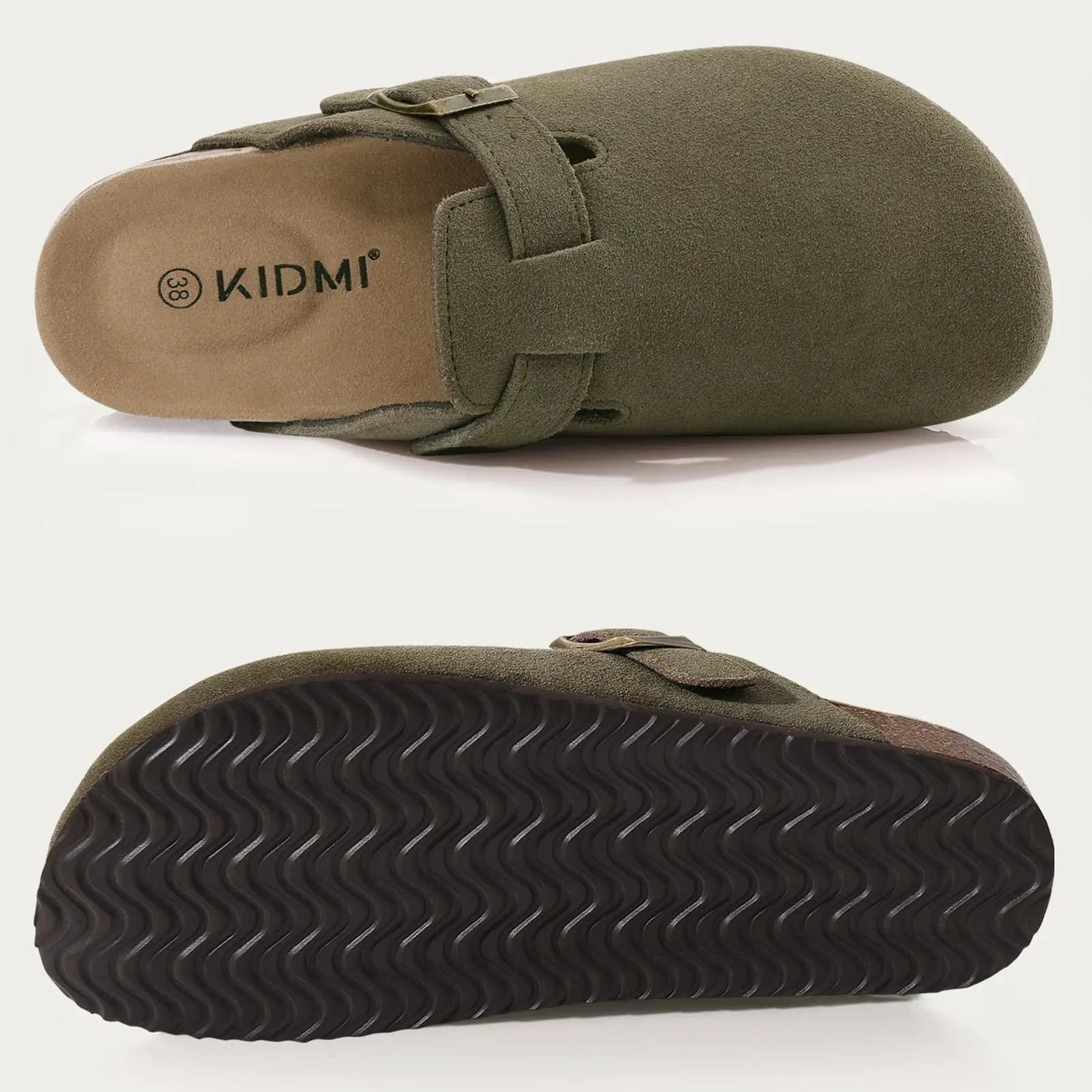 Kidmi Unisex Suede Cork Footbed Clogs – Arch Support Mules, Nonslip Outdoor & Beach Sandals - Vynori
