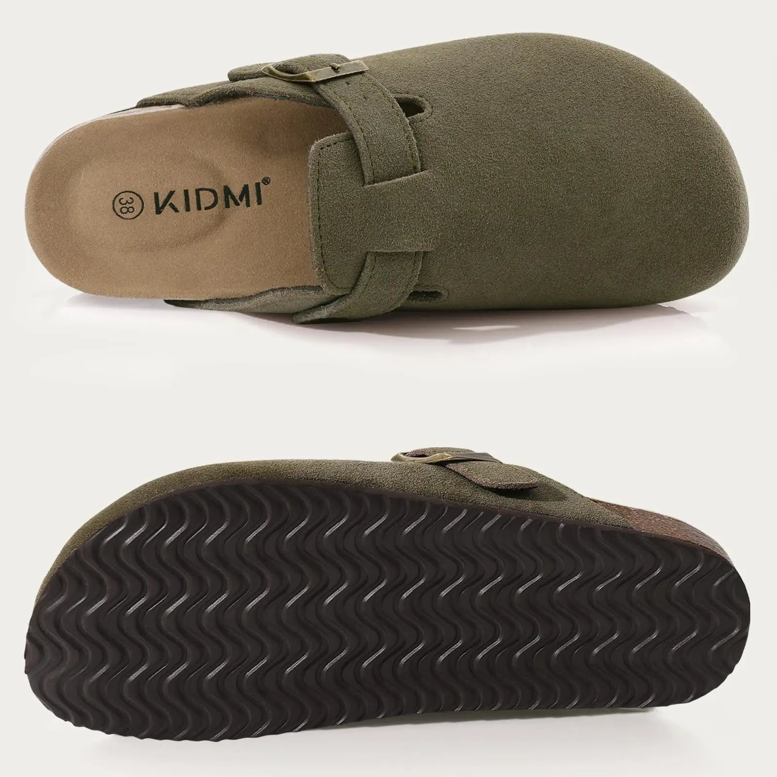 Kidmi Unisex Suede Cork Footbed Clogs – Arch Support Mules, Nonslip Outdoor & Beach Sandals - Vynori