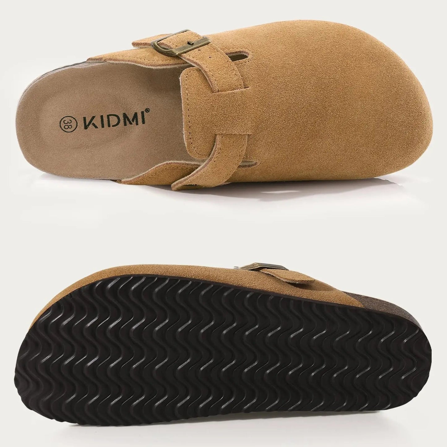 Kidmi Unisex Suede Cork Footbed Clogs – Arch Support Mules, Nonslip Outdoor & Beach Sandals - Vynori
