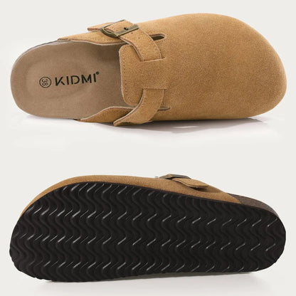Kidmi Unisex Suede Cork Footbed Clogs – Arch Support Mules, Nonslip Outdoor & Beach Sandals - Vynori
