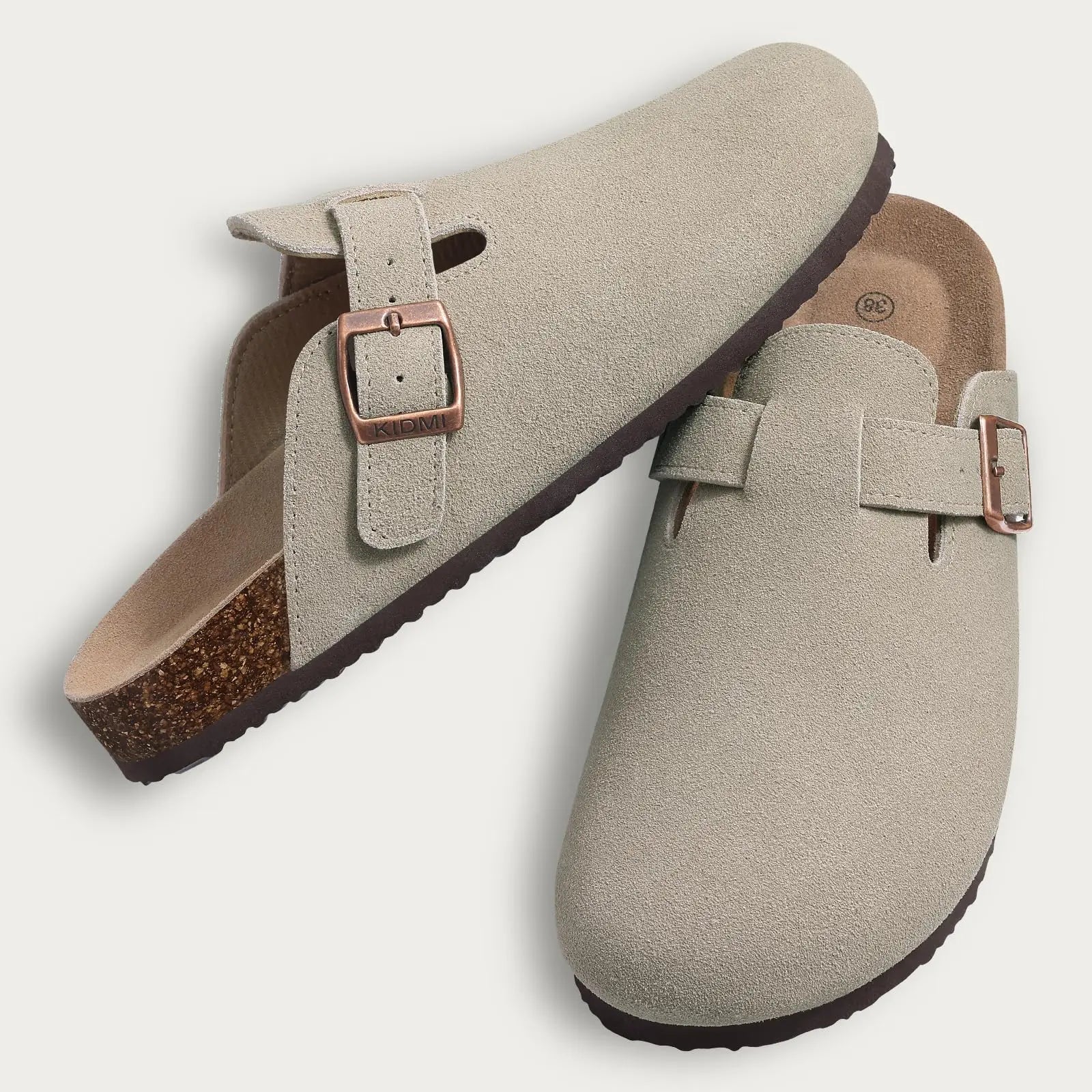 Kidmi Unisex Suede Cork Footbed Clogs – Arch Support Mules, Nonslip Outdoor & Beach Sandals - Vynori