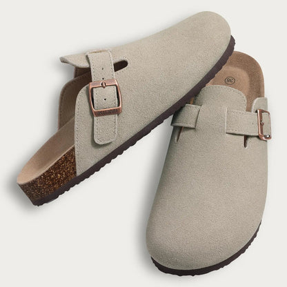 Kidmi Unisex Suede Cork Footbed Clogs – Arch Support Mules, Nonslip Outdoor & Beach Sandals - Vynori