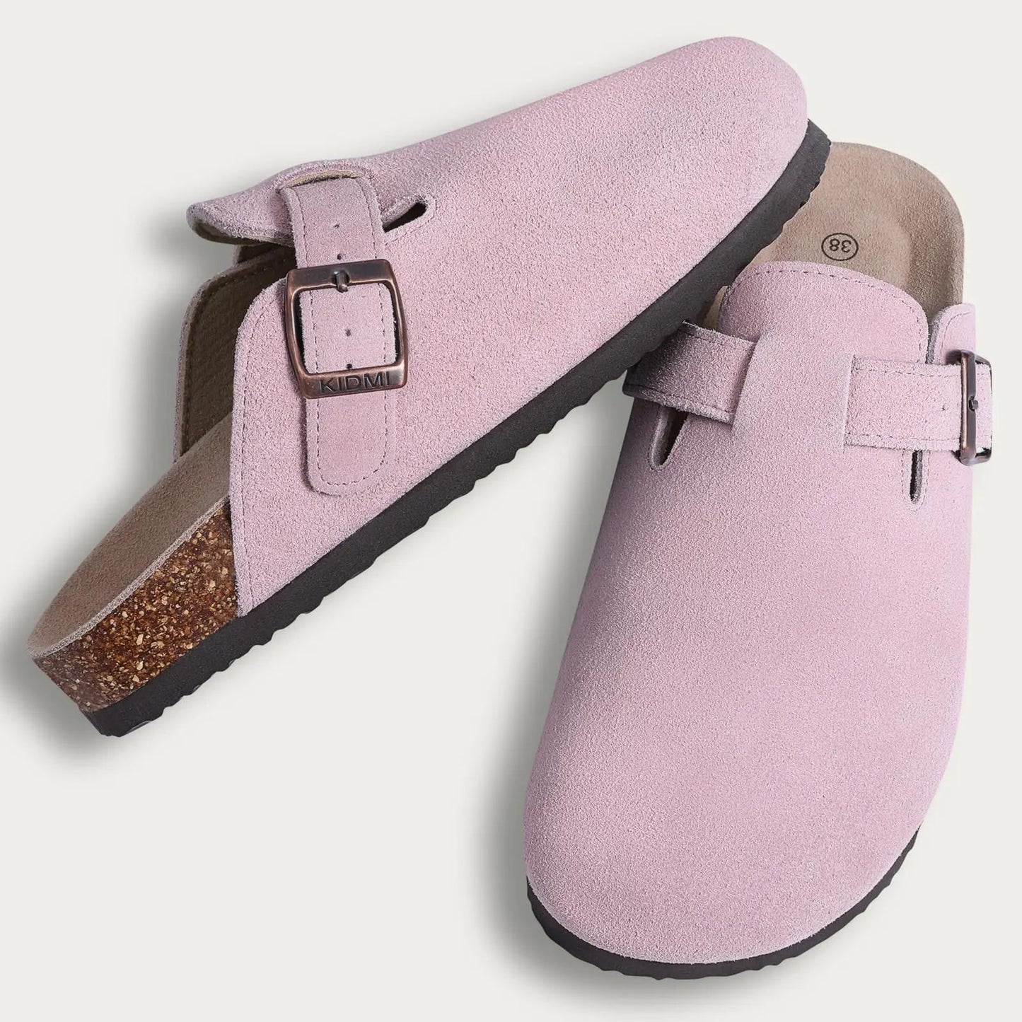 Kidmi Unisex Suede Cork Footbed Clogs – Arch Support Mules, Nonslip Outdoor & Beach Sandals - Vynori