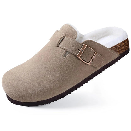 Kidmi Unisex Suede Cork Footbed Clogs – Arch Support Mules, Nonslip Outdoor & Beach Sandals - Vynori