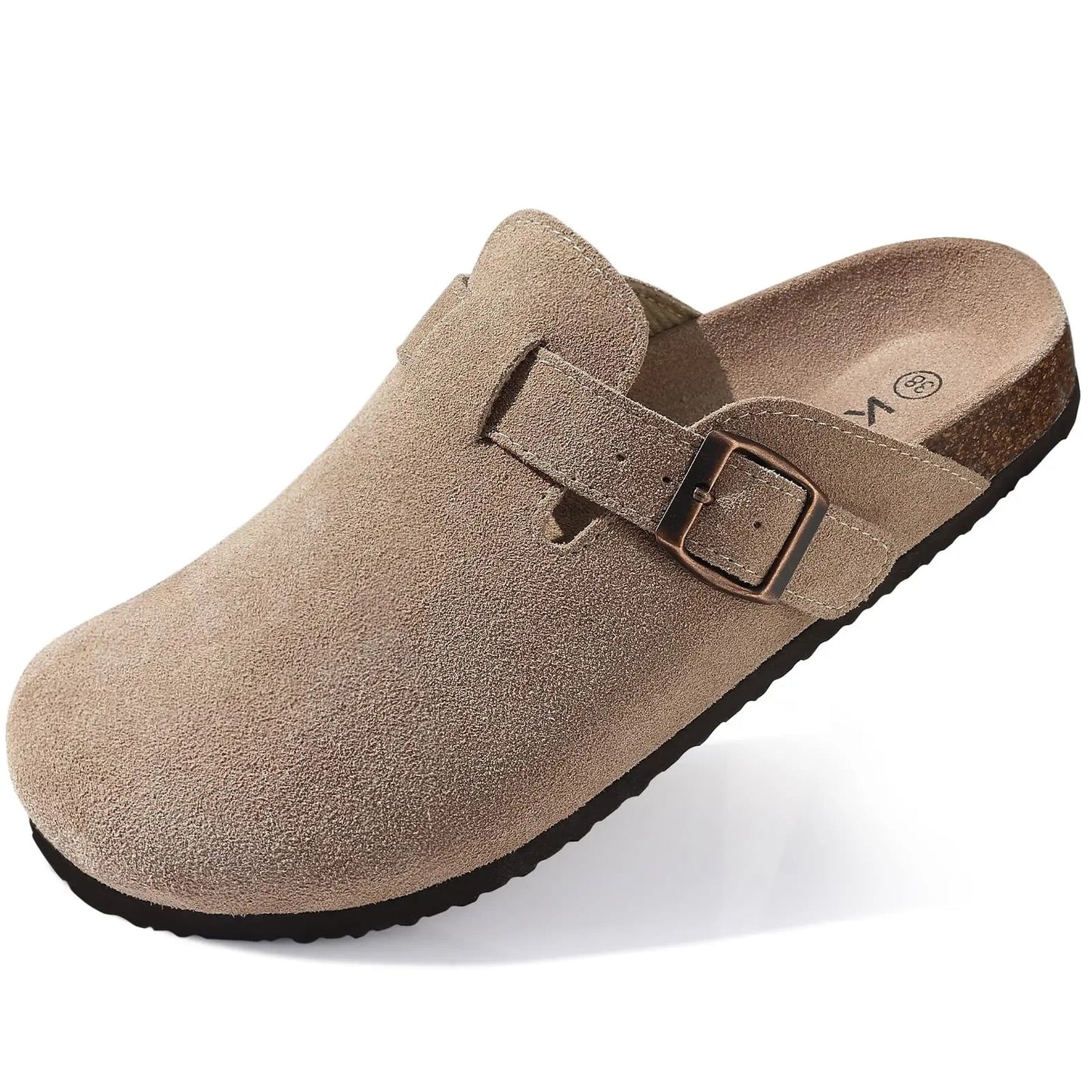 Kidmi Unisex Suede Cork Footbed Clogs – Arch Support Mules, Nonslip Outdoor & Beach Sandals - Vynori