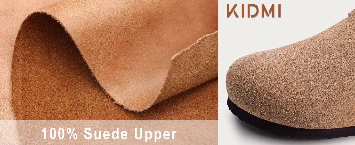 Kidmi Unisex Suede Cork Footbed Clogs – Arch Support Mules, Nonslip Outdoor & Beach Sandals - Vynori