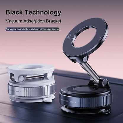 Magnetic Vacuum Car Mount | Electric Suction Phone Holder for iPhone & Android | Foldable & Strong Grip for Live Streaming & Navigation - Vynori