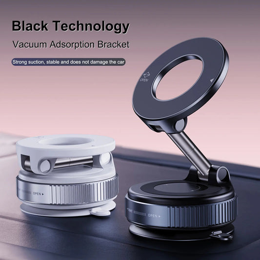 Magnetic Vacuum Car Mount | Electric Suction Phone Holder for iPhone & Android | Foldable & Strong Grip for Live Streaming & Navigation - Vynori