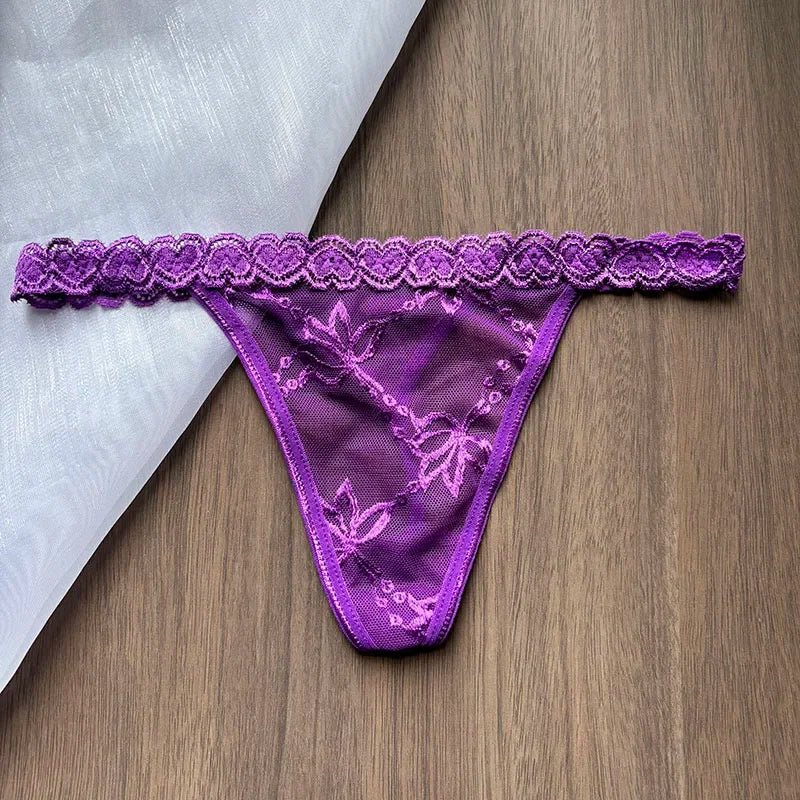 Personalized Crystal Letter Lace Thong – Custom Name Sexy G - String Panties for Women - Vynori