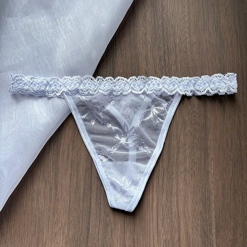Personalized Crystal Letter Lace Thong – Custom Name Sexy G - String Panties for Women - Vynori