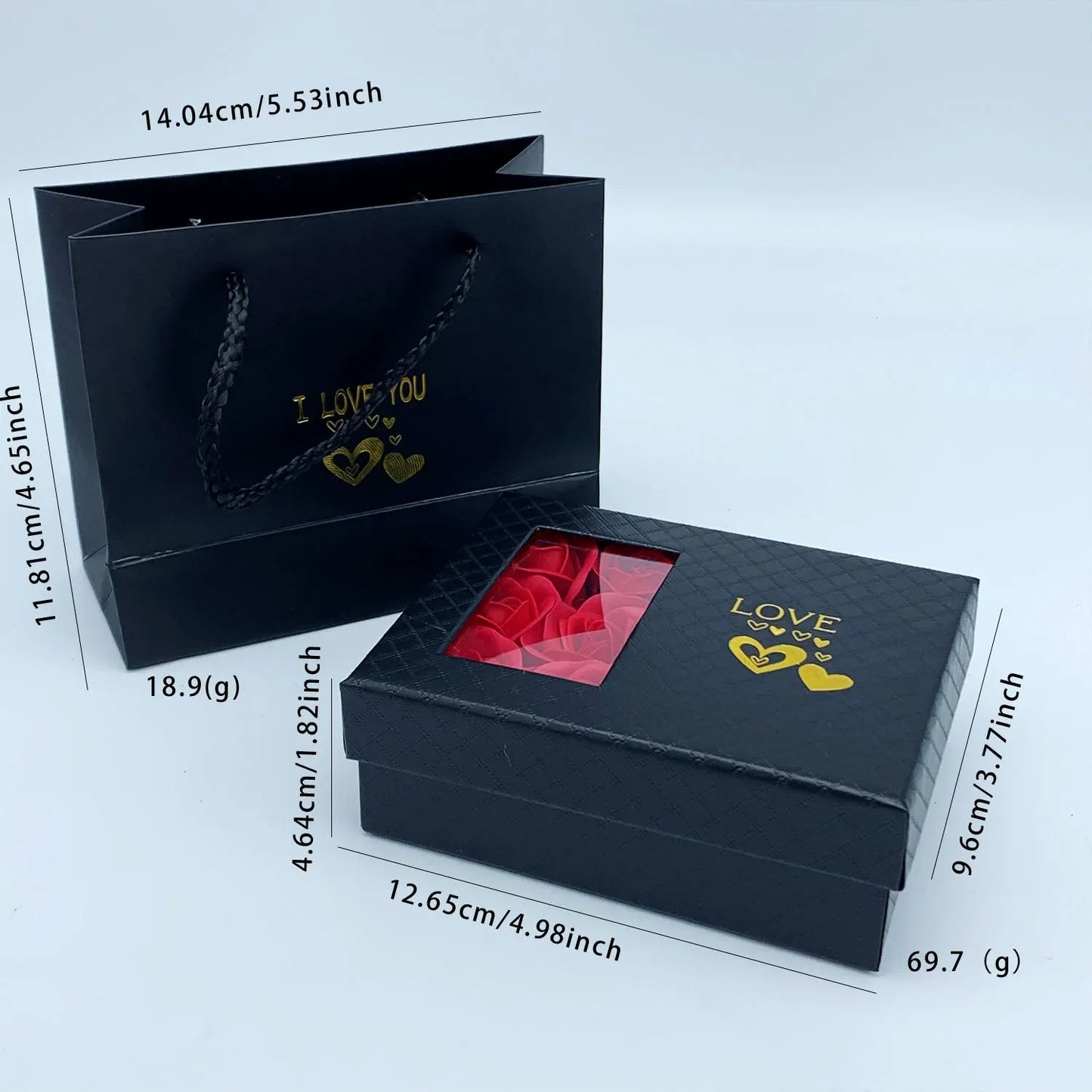 Romantic Handmade Eternal Rose Jewelry Gift Box with Window - Valentine's Day, Anniversary, Wedding Gift Packaging (6 Roses, Cardboard) - Vynori