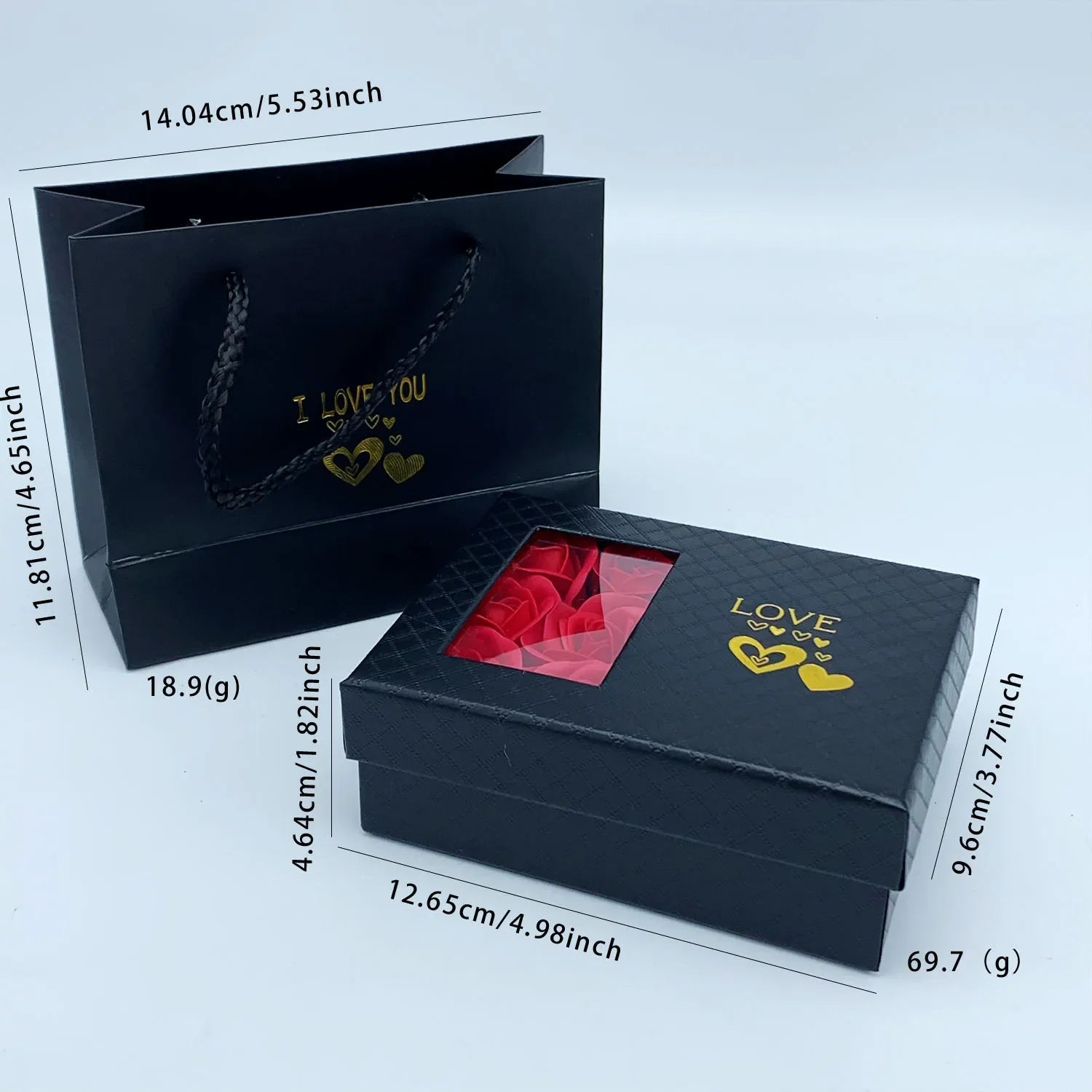 Romantic Handmade Eternal Rose Jewelry Gift Box with Window - Valentine's Day, Anniversary, Wedding Gift Packaging (6 Roses, Cardboard) - Vynori