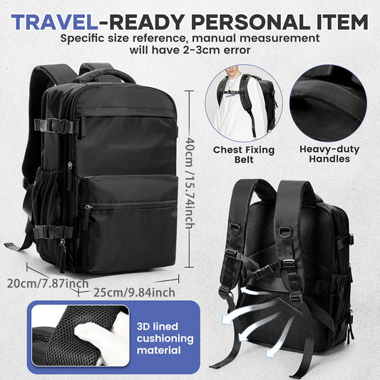Vacuum Compression 15.6″ Laptop Backpack – 20–35L Expandable Travel & Hiking Bag with Built - on Valve & Pump - Ready Design, Cabin - Approved 40×20×25 cm Unisex Daypack - Vynori